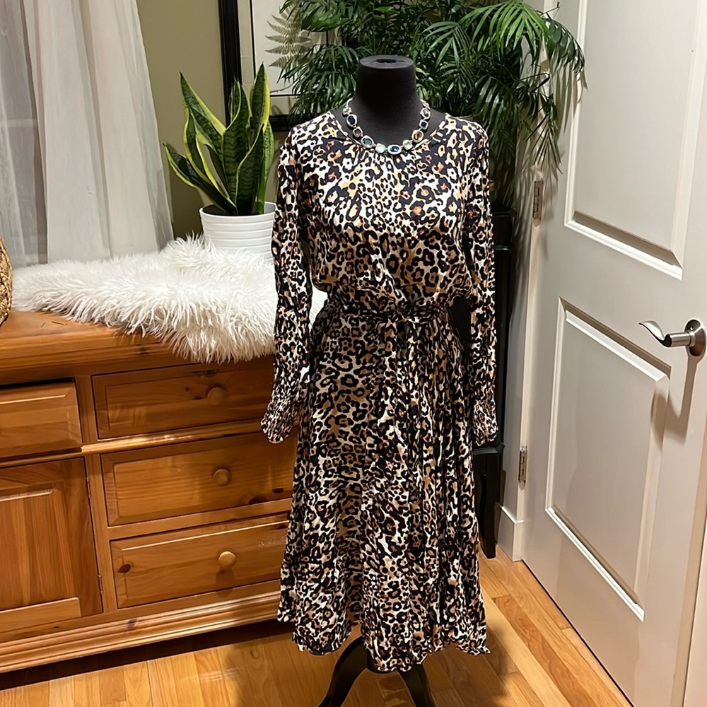 Talbots - Leopard Long Sleeve Dress